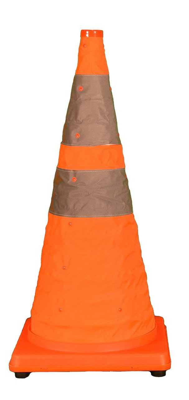 Cortina 03-501-04 Pack N Pop Orange Cone with Reflective Collar and LEDs (28") (1/Pack)