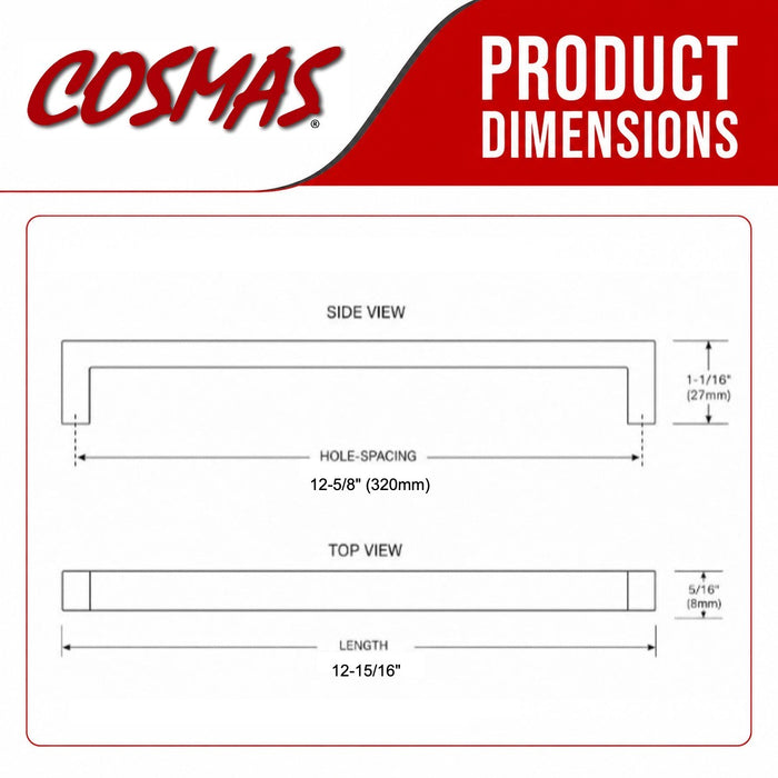 Cosmas 14777-320FB Flat Black Modern Contemporary Cabinet Pull