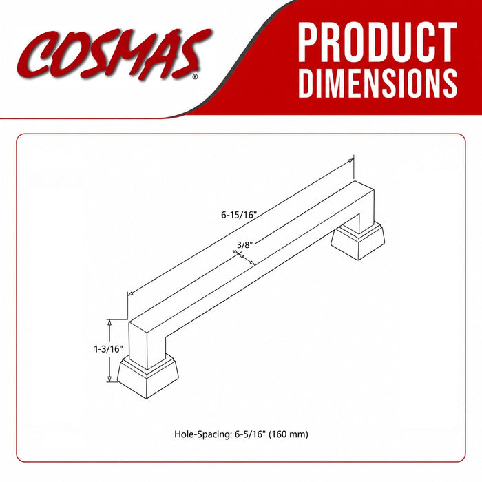 Cosmas 1481-160BAB Brushed Antique Brass Modern Contemporary Cabinet Pull