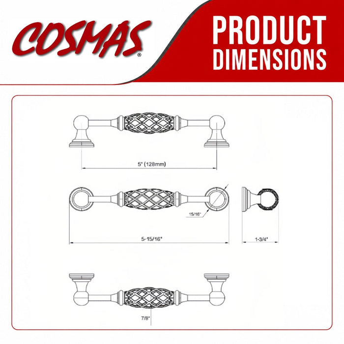 Cosmas 1749-5ORB Oil Rubbed Bronze Birdcage Cabinet Pull