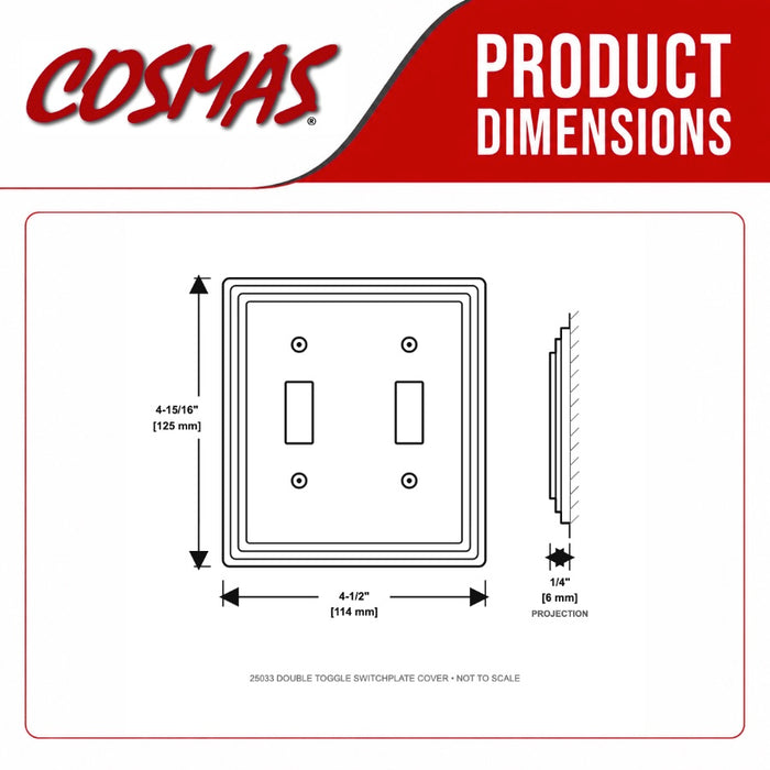 Cosmas 25033-SN Satin Nickel Double Toggle Switchplate Cover