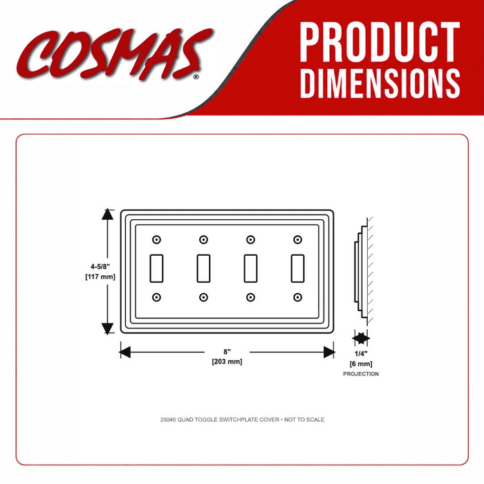 Cosmas 25045-ORB Oil Rubbed Bronze Quad Toggle Switchplate Cover