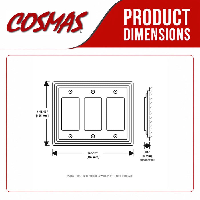 Cosmas 25084-ORB Oil Rubbed Bronze Triple GFCI / Decora Wall Plate