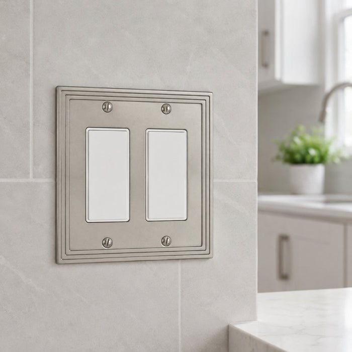 Cosmas 25090-SN Satin Nickel Double GFCI / Decora Wall Plate