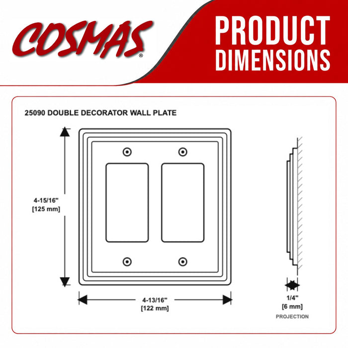 Cosmas 25090-SN Satin Nickel Double GFCI / Decora Wall Plate