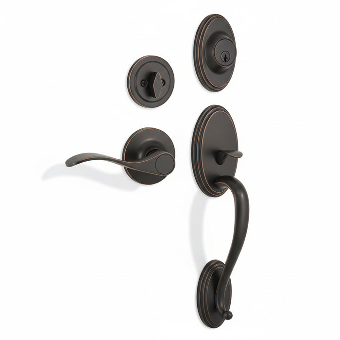 Cosmas 300 Series Oil Rubbed Bronze Handleset with 80 Series Interior
