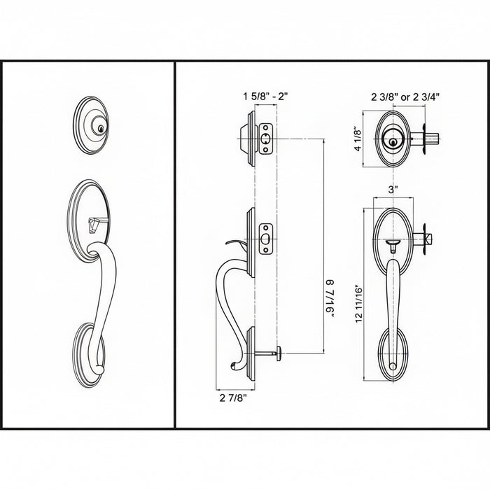 Cosmas 300 Series Oil Rubbed Bronze Handleset with 80 Series Interior