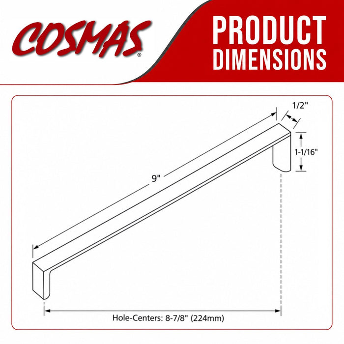 Cosmas 3133-224BB Brushed Brass Cabinet Pull