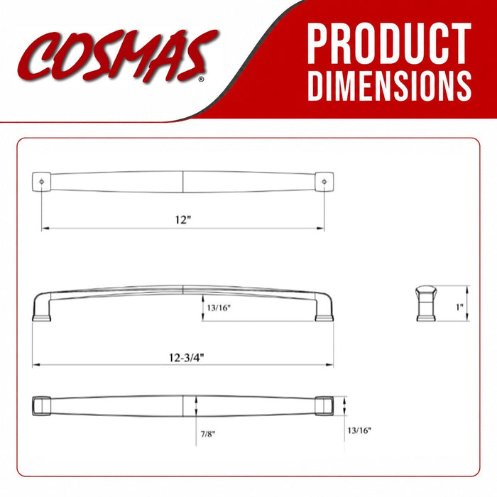 Cosmas 4392-12SN Satin Nickel Cabinet Pull