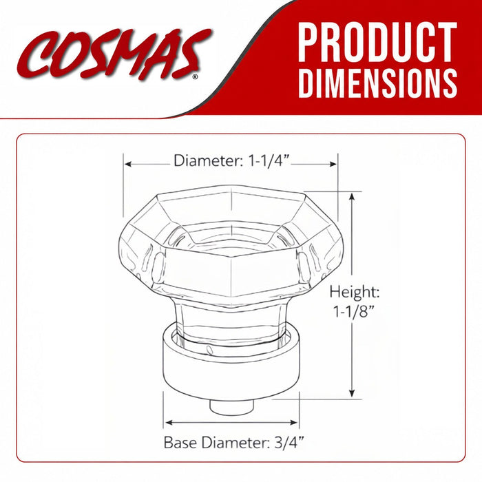 Cosmas 5268SN-C Satin Nickel & Clear Glass Cabinet Knob