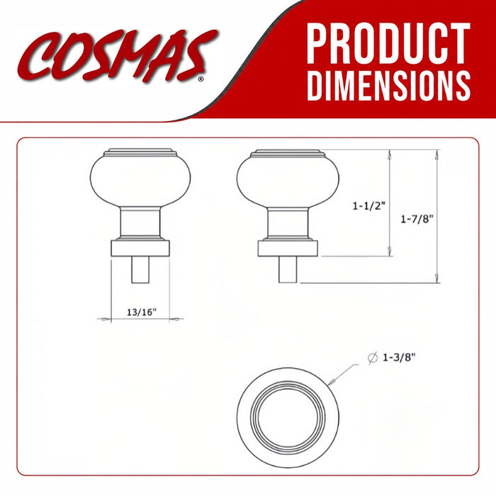 Cosmas 6355ORB-RED Oil Rubbed Bronze & Red Glass Round Cabinet Knob