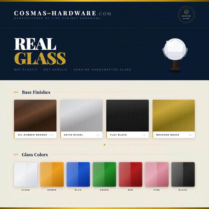 Cosmas 6377FB-C Flat Black & Clear Glass Square Cabinet Knob