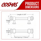 Cosmas 6393FB-C Flat Black with Clear Glass Cabinet Pull