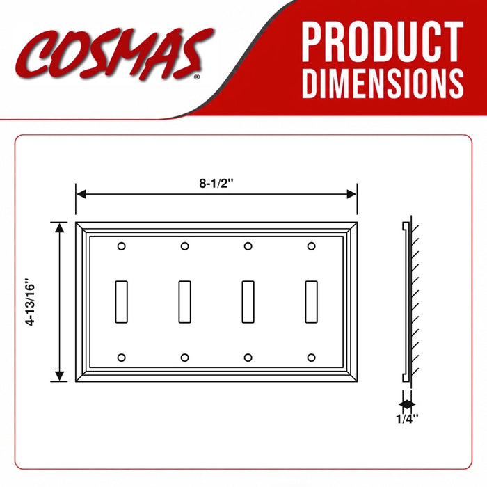 Cosmas 65006-ORB Oil Rubbed Bronze Quad Toggle Switchplate Cover