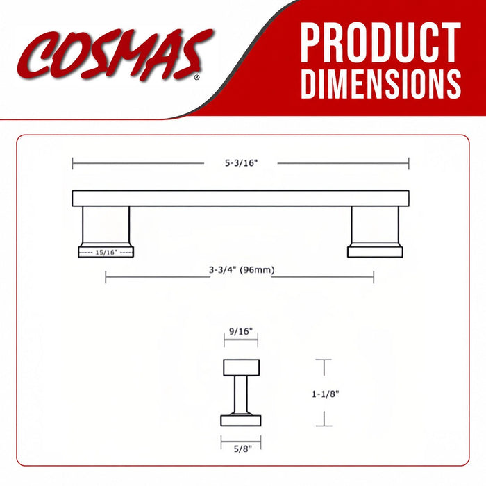 Cosmas 702-96ORB Oil Rubbed Bronze Contemporary Cabinet Pull