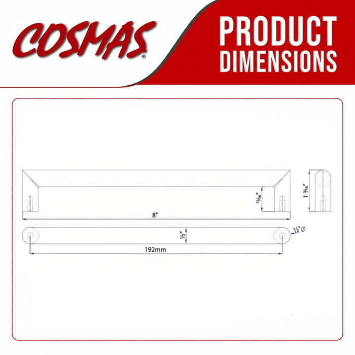Cosmas 703-192SN Satin Nickel Contemporary Cabinet Pull