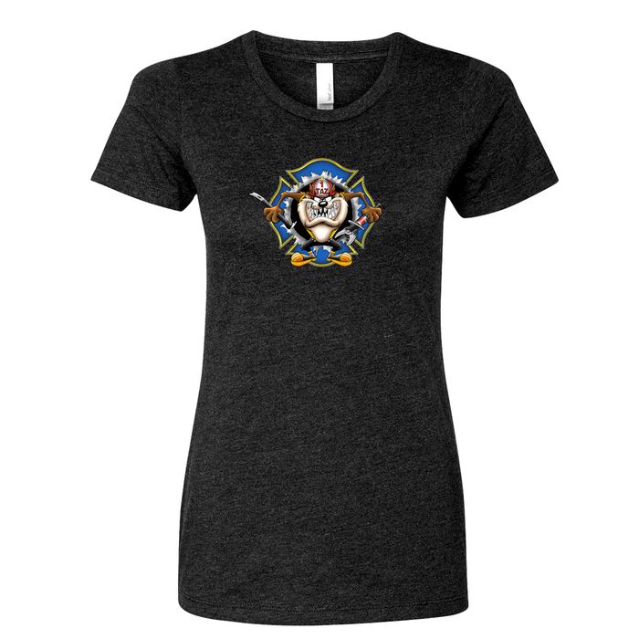 Crazy Taz Firefighter Women's Crew Neck Top in Black
