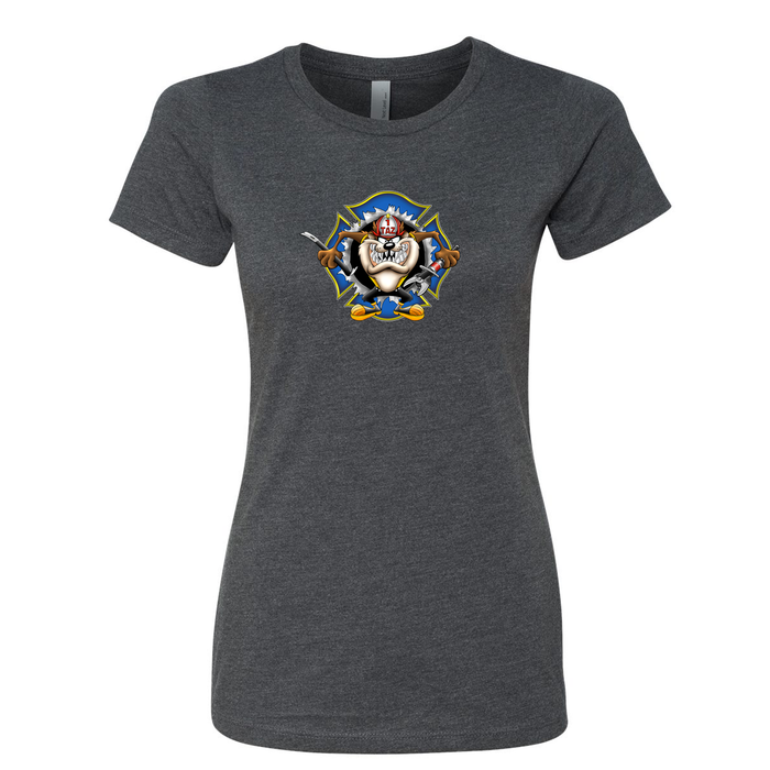 Crazy Taz Firefighter Women's Crew Neck Top in Grey