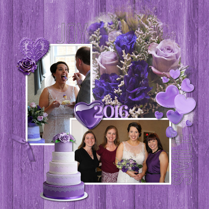 Collect the entire series of Curated Colors by Lucky Girl Creative digital art! Access your digital art in easy-to-use coordinated color palettes. Add these purple embellishments, textured and wood papers, alpha set, and everyday wire word art to all your digital scrapbooking pages and mix-and-match them on various projects throughout the year! Purple embellishments include bird, butterfly, bag, balloon, star, berry branch, shampoo, button, candle, candy, heart, denim jacket, dress, jacket, and more.
