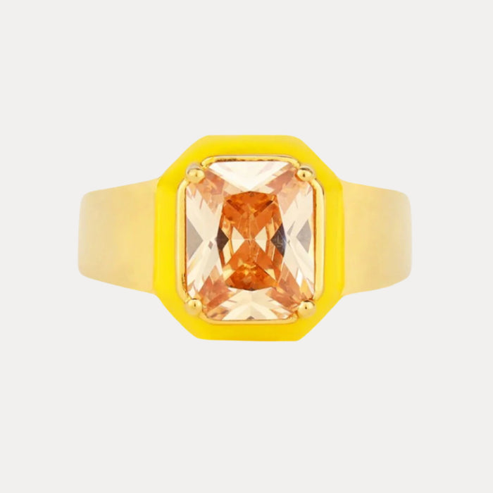 Spark Cushion Ring: Vibrant Enamel & Rectangle Crystals - BuDhaGirl