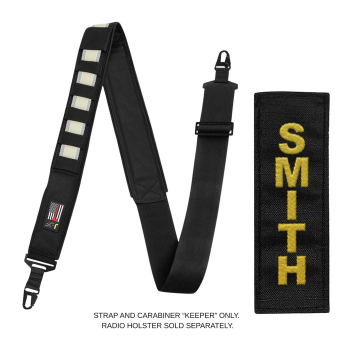 Custom SGT modular radio strap with carabiner keeper for firefighters