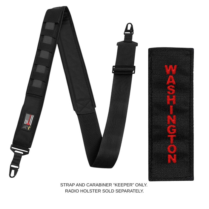 Adjustable modular radio strap with carabiner attachment