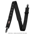Black tactical strap with a flag patch on a white background