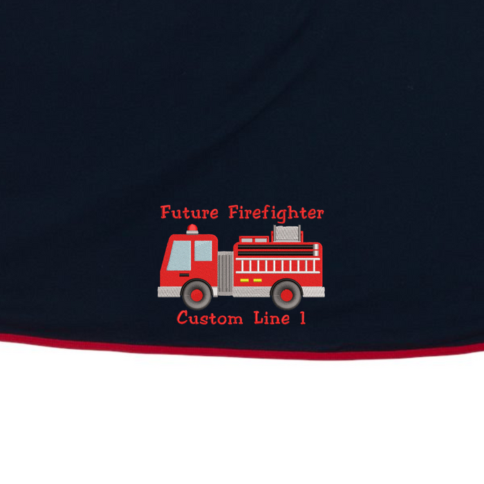 Future Firefighter Customized Baby Blanket in Navy and Red
