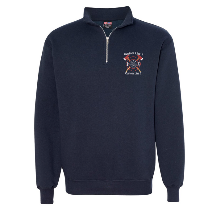 USA Made 1/4 Zip with Firefighter Crossed Axe Embroidery