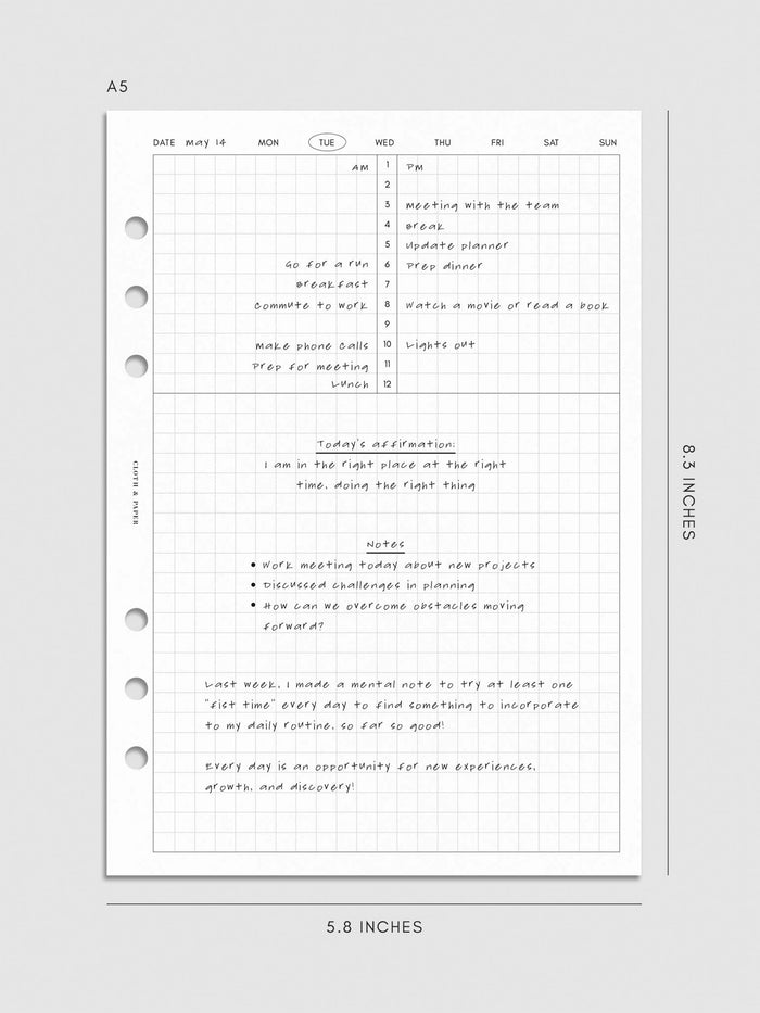 Digital mockup of insert in A5.