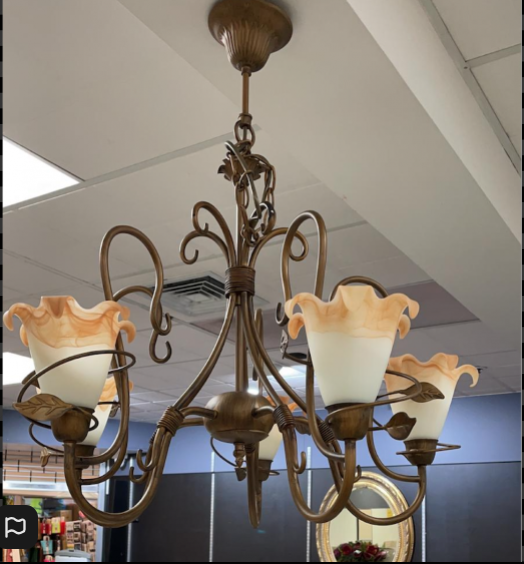 Decorative French Metal Uplighter Chandelier With Frosted Shades
