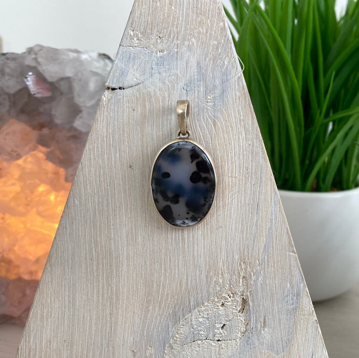 Dendritic Agate Polished sterling silver Pendant 0.5-1"