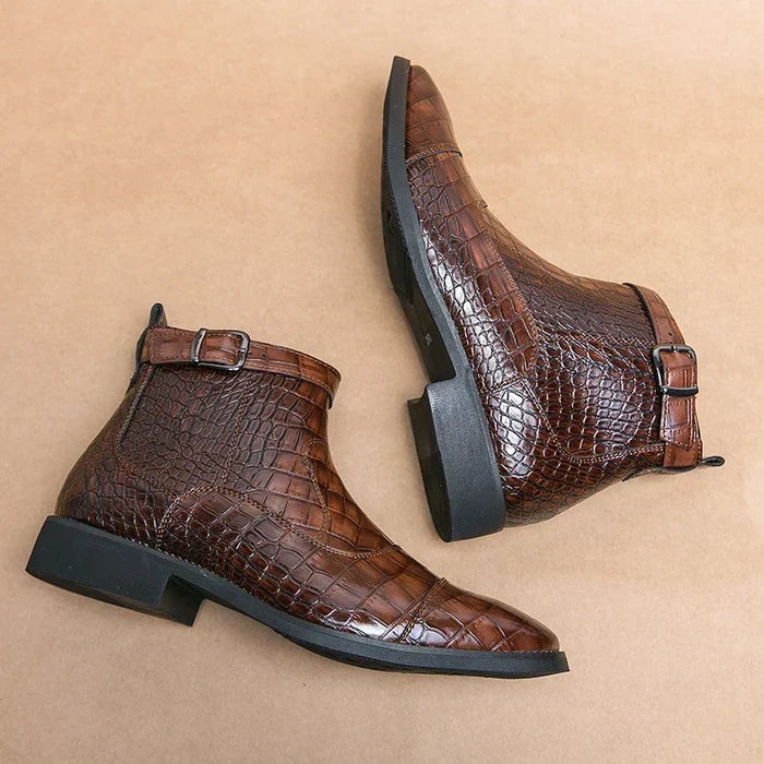 Dylan | Faux Leather Ankle Boots with Buckle