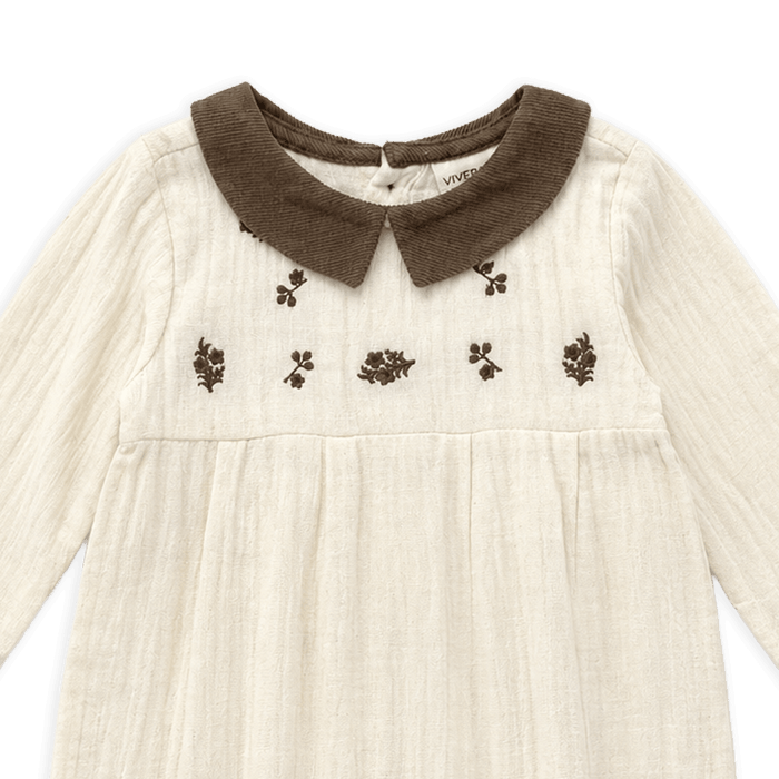 Organic Embroidered Crinkle Muslin Baby Jumpsuit