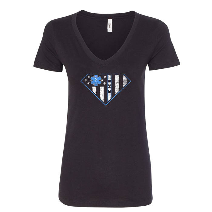 EMS Superman Women's V-Neck Shirt in Black
