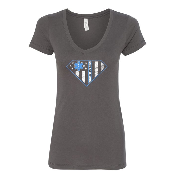 EMS Superman Women's V-Neck Shirt in Grey