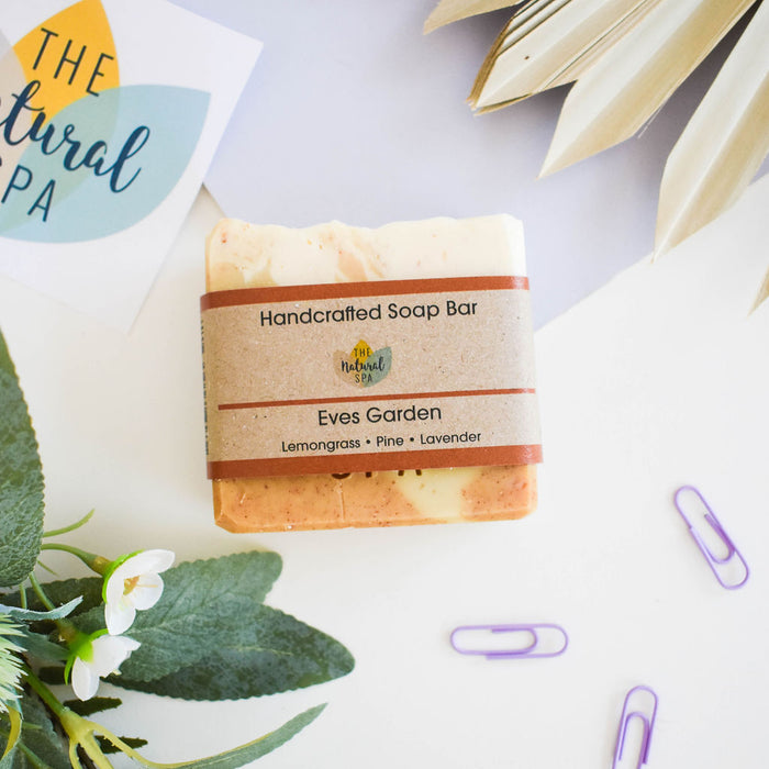 eves garden soap bar, cold pressed, vegan, plastic-free, solid soap
