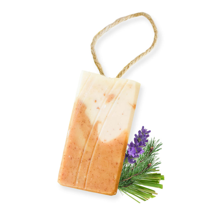 eves garden soap bar, cold pressed, vegan, plastic-free, solid soap, soap on a rope