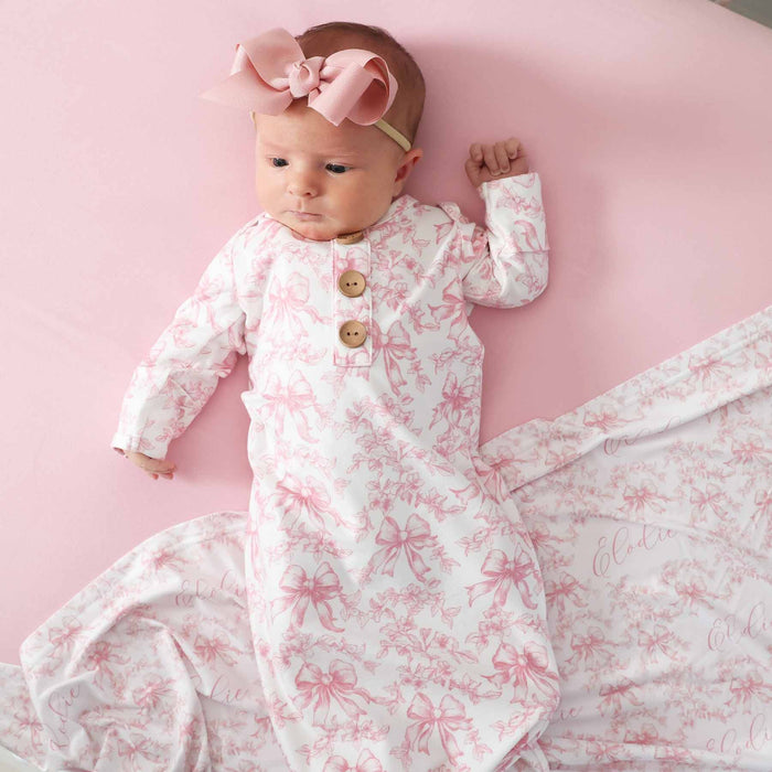 Fancy Frills Newborn Knot Gown & Hat Set
