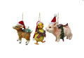 Farm Animals in Santa Hats Ornaments