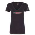 FFC 343 Thin Red Line Stars & Stripes Women's V-Neck Shirt in black