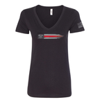 FFC 343 Thin Red Line Stars & Stripes Women's V-Neck Shirt in black
