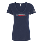 FFC 343 Thin Red Line Stars & Stripes Women's V-Neck Shirt in navy