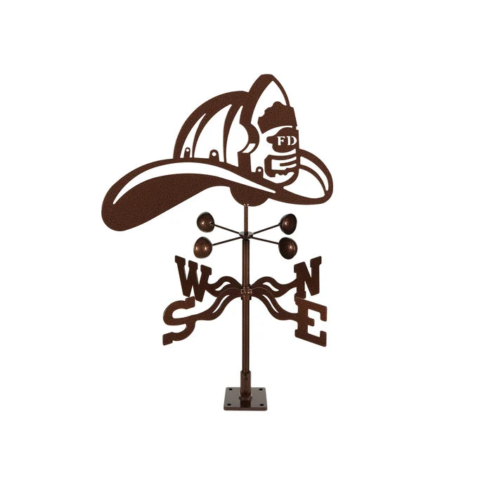 Fire helmet weathervane for firefighter homes and stations