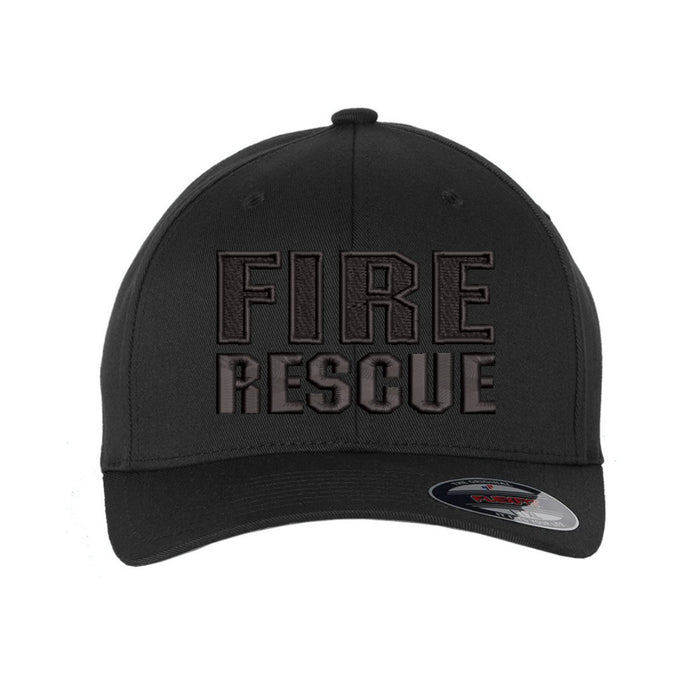 All black Fire Rescue Flexfit Hat