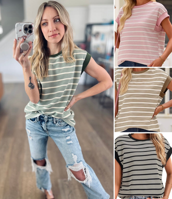 First On My List Stripe Top