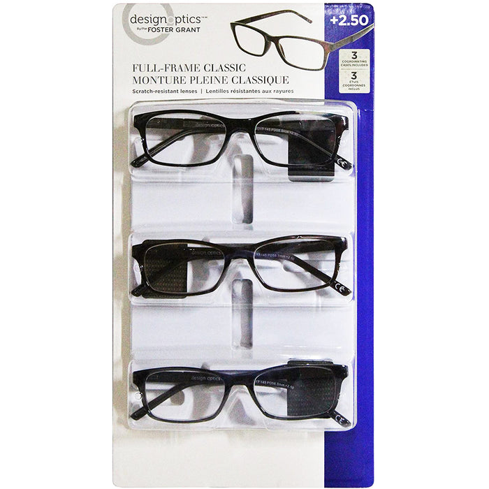 Foster Grant Full Frame Classic Eye Wear (3 Coordinating Cases Included). - shopperskartuae