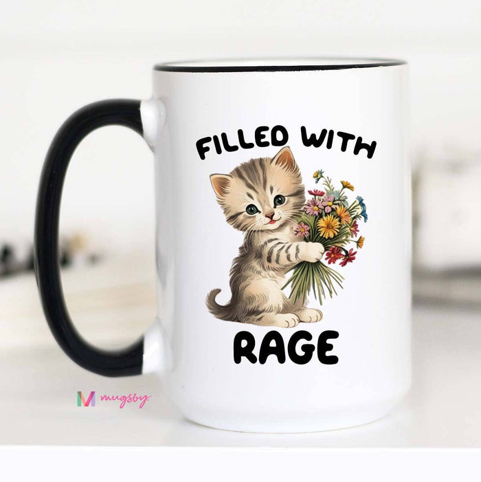 Funny Mug 11oz-Filled with Rage Kitten