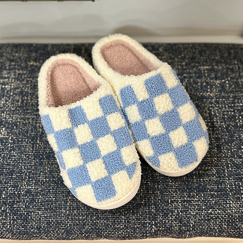 Fuzzy Checkered Slippers
