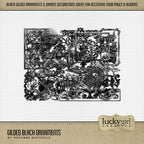 Add these gilded shiny black ornate embellishments by Lucky Girl Creative digital art to all your digital scrapbooking pages for that extra touch of richness. Elements include fancy decorations, flourishes, frames, medallions, laurel wreath, borders, and more. Great for family history, genealogy, trips to the museum, and vacations to Europe. This kit is included in the Gilded Ornaments Bundle.